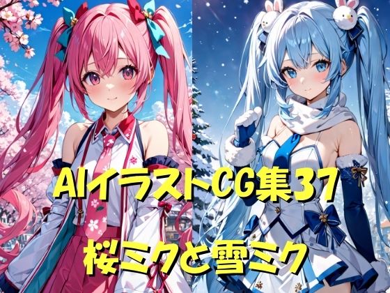 AIイラストCG集37 桜ミクと雪ミク