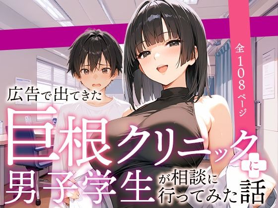 【エロ漫画】広告で出てきた巨根クリニックに男子学生が相談に行ってみた話