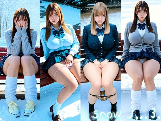 【エロ漫画】Snow J...3， 〜雪のベンチで魅せるパンチラショット集〜