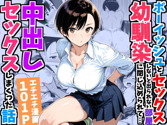 【エロ漫画】ボーイッシュ幼馴染と「セックスしないと出られない部屋」に閉じ込められて…中出しセックスしまくった話